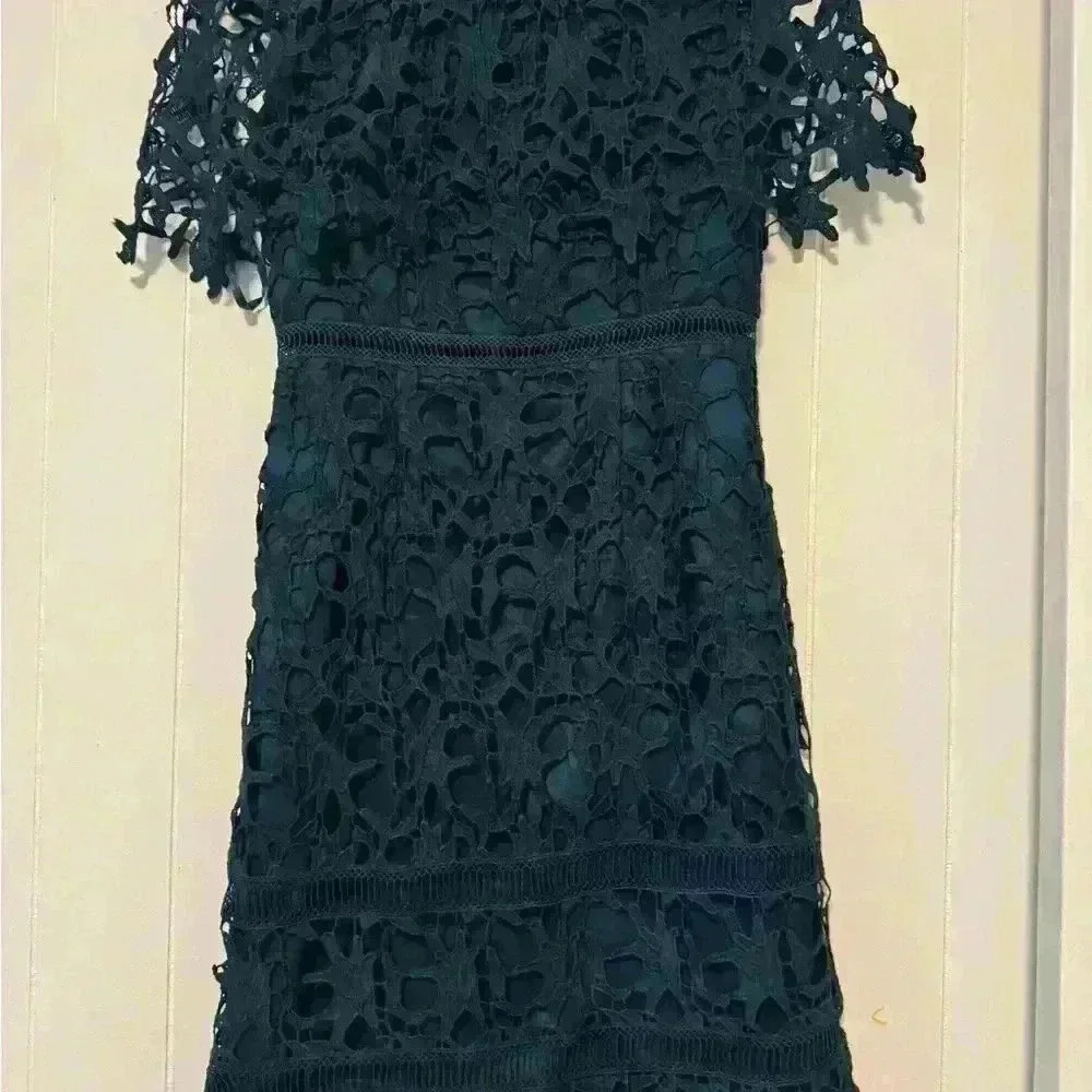 Chi Chi London lace high neck mini dress in green - Picture 4 of 6